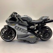 Resim 1 adet Serin Alaşım Güçlü Motosiklet Oyuncak, Simülasyon Motosiklet Yarış Modeli, Güçlü İtme Araba, Kalınlaştırılmış Tekerlek Anti-Düşme Dayanıklı Alaşım Motosiklet Modeli 