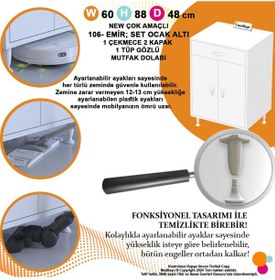 Resim Modilayn Doqu M Set Ocak Altı Dolap 60x88x48 Cm Ölçülerinde 2 Kapaklı Ve 1 Gözlü Tüp Bölmelidir Beyaz 