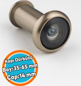 Resim NZB Kapı Dürbünü Kısa 35-60 mm 14 mm Delik Çapı Güvenlik Gözetleme Aparatı Metal Gövde Saten Renk 