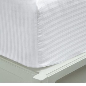 Resim %100 Pamuk Saten Lastikli Çarşaf Takımı Çizgili Çift Kişilik 