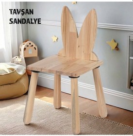 Resim Woodnjoy Joykidstoy Doğal Ahşap Çocuk Sandalye Tavşan Ahşap 