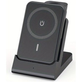 Resim Ayrılabilir 3'ü 1 Arada Magsafe Güç Bankası Manyetik Kablosuz 15w Hızlı Şarj Black 5000mah Siyah 