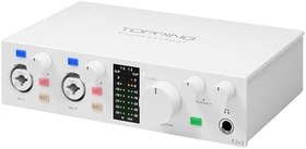 Resim Topping Professional E2x2 | White Yüksek Kalite USB-C Ses Kartı: 2-Giriş/2-Çıkış 24Bit/192kHz, 8...600ohm arası kulaklıklara kadar kullanılabilir. (PC/MAC) 