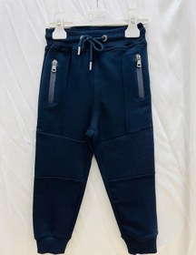 Resim Erkek Çocuk Kemeri Kaşkorse Kordonlu FermuarCepli Parçalı Dar Paça Jogger Eşofman Altı - Lacivert - 4 Yaş 