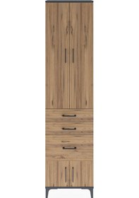 Resim Arges Dolap 3 Raflı 3 Çekmeceli 4 Kapaklı 60x30x243 Antrasit-çam Antrasit 