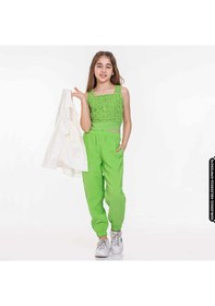 Resim Kız Papatya Gömlek 8-14 Yaş 34313 Kgml09021 Ekru - Yeşil Çok Renkli 