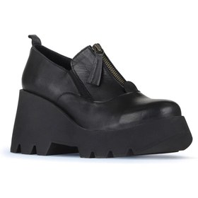 Resim Bueno Shoes Siyah Deri Kadın Dolgu Topuklu Ayakkabı 01wz8401 