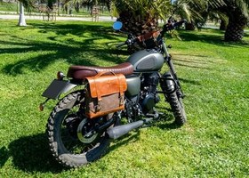 Resim Motosiklet Çantası, Motosiklet Yan Çantası, Kanvas Çanta, Geçme Kilit Aksesuarlı (Kahverengi) 
