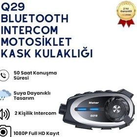Resim q29 1080P Kameralı Motosiklet Bluetooth Intercom Kask Kulaklığı 