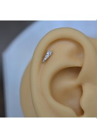 Resim Gümüş Renkli Cerrahi Çelik Taşlı Mini Üçgen Piercing Helix Lob Kı Renkli 