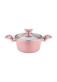 Resim 18 Cm Granit Derin Tencere Cam Kapak - Pembe Pembe 
