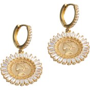 Resim Ra jewels 925 Ayar Baget Taşlı Madalyon Küpe 