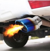 Resim Evrensel Araba Styling Paslanmaz Çelik Kavisli Cıvatalı Egzoz Kuyruk Susturucu Ucu Borusu Mesh İle Mavi 