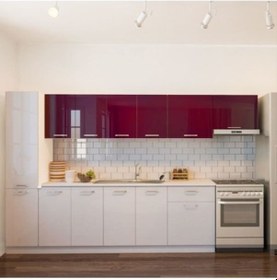 Resim Tdesigno Uraz Hazır Mutfak Dolabı Kiler Dahil 320 Cm Tezgah Dahil Mürdüm 