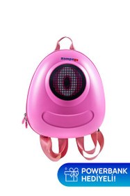 Resim Zampago USB Şarj Girişli LED Big Eyes Akıllı Çocuk Sırt Çantası - Pembe 