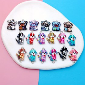 Resim 6 adet Antik Gümüş Kaplama Emaye Köpek Bağlantı Charm Takı Yapımı Bilezik Aksesuarları DIY El Yapımı 25x15mm 