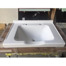Resim Duru Cam Dökme Akrilik Berber Lavabosu Beyaz 73X52 cm 