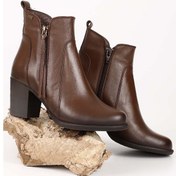 Resim Gönderi(R) Kahve Floter Gön Hakiki Deri Yuvarlak Burun Topuklu Kauç 001 