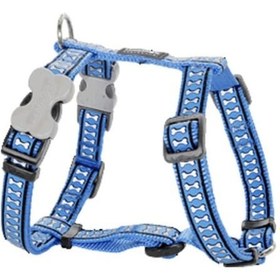 Resim Red Dingo Reflektörlü Kemik Desenli Mavi Göğüs Tasması 15mm 