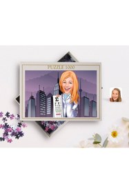 Resim Bk Gift Kişiye Özel Kadın Göz Doktoru Karikatürlü 1000 Parça Profesyonel Puzzle-1 