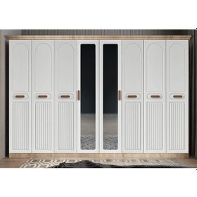 Resim Falcon Membran 8 Kapaklı Gardırop Montaj Dahil Meşe Beyaz 280 Cm 