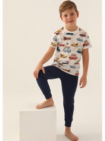 Resim Rolypoly Roly Poly 3358 Surf's Up Erkek Çocuk Pijama Takımı Krem 