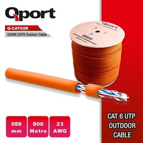 Resim QPORT 500M CAT6 OUTDOOR TURUNCU UTP 23AWG KABLO (Q-CATO2R) 