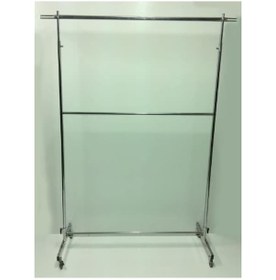 Resim Vitrinraf Krom Kaplama Tekerlekli Stand Askılık Esek Çift Katlı 