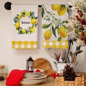 Resim 2 Adet Limon Desenli Mutfak Havluları - Yumuşak, Emici ve Hızlı Kuruyan Polyester Bulaşık Bezleri Temizlik, Kurutma ve Ev Dekoru için, 40x60cm, Yeşil Yapraklar ve Beyaz Çiçekler ile Canlı Limon Teması, Bulaşık Kurutma Havluları | Ekose Kenar Dekoru | Dayanıklı Polyester 