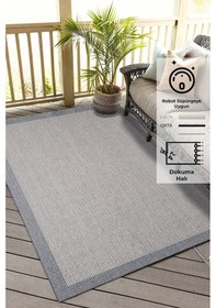 Resim Konfor Sisalux 3092 Gri Jüt Tabanlı Modern Dokuma Kilim Sisal Hasır Halı Gri 