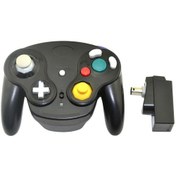 Resim Wii İçin Gamecube İçin Ngc İçin Alıcılı Siyah 2.4ghz Kablosuz Gamepad Denetleyicisi Gamepad Joystick 