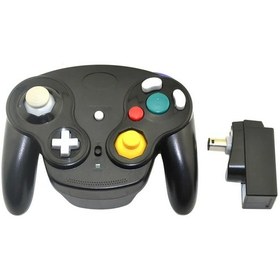 Resim Wii İçin Gamecube İçin Ngc İçin Alıcılı Siyah 2.4ghz Kablosuz Gamepad Denetleyicisi Gamepad Joystick 