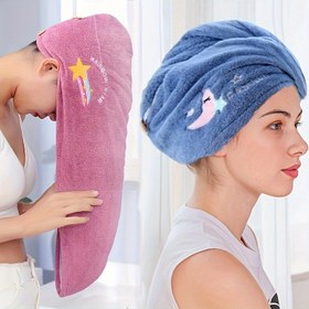 Resim 1 Adet Kuru Saç Kurutma Bonesi, Hızlı Kuruyan Mikrofiber Duş Bonesi, Tekli Bandana Saç Bonesi Bayanlar için, Corafleece, Polyester 