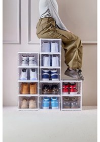 Resim 6 Katlı, Katlanabilir Ayakkabılık, Taşınabilir Çok Amaçlı, Geniş, Katlanabilir Dolap Ve Raf, Beyaz Beyaz 