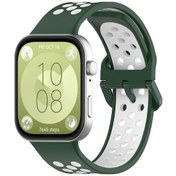 Resim Huawei Watch Fit 4 Pro / Fit 4 / Fit 3 İçin Xdfind İki Renkli Silikon Spor Saat Bandı Yeşil Beyaz 