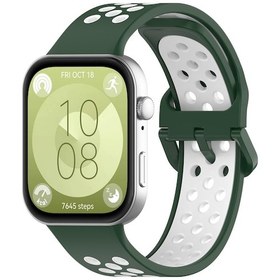 Resim Huawei Watch Fit 4 Pro / Fit 4 / Fit 3 İçin Xdfind İki Renkli Silikon Spor Saat Bandı Yeşil Beyaz 