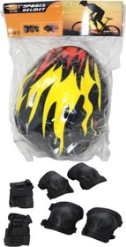 Resim Renkli Hafif Scooter Bisiklet Kaykay Paten Çocuk Kaskı Koruma Seti 6 Parça-Mor 