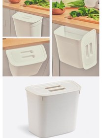 Resim Flosoft Dolap İçi Kapaklı Asılabilir Çöp Kovası, Dolap Kapağı Askılı Çöp Kutusu Krem 7 Litre Krem 