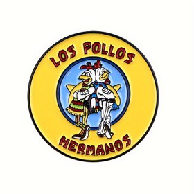 Resim Los Pollos Hermanos Emaye Pin - Şenlikli Tavuk Tasarımı, Sarı Renk, Sırt Çantaları ve Giyim Aksesuarları için Mükemmel 