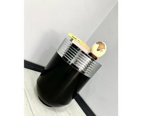 Resim Evden İste Elegant Dekoratif Krom Darbuka Parlak Siyah Sehpa 60 cm 