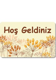 Resim Dijital Baskılı Hoş Geldiniz Yazılır Desenli Dekoratif Dış Kapı Önü Ve Iç Mekan Paspası Yıkanabilir Bej 