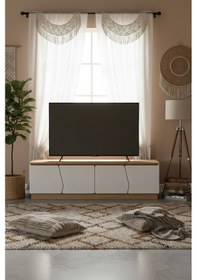 Resim Bohem 180 Cm Tv Ünitesi Ledli Mdf Kapak Ceviz - Beyaz 
