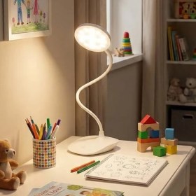 Resim Güzel Hediyem LED Şarjlı, 3 Kademe Dokunmatik Parlaklık Ayarlı, 4000K Renkli Çocuk ve Çalışma Masası Için Esnek Gövdeli Masa Lambası (Model 1) 