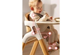 Resim Momcozy Dinerpal Ayarlanabilir Kayın Ahşap 5’i 1 Arada Mama Sandalyesi 
