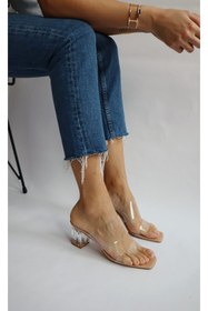 Resim CHARLIE'SSHOES Şeffaf Çift Bantlı Alçak Topuklu Terlik 