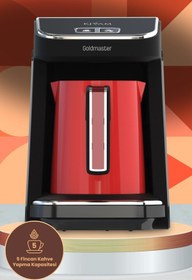 Resim GoldMaster Prokıvam Kırmızı Geniş Hazne Çelik Cezveli Akıllı Yerleştirmeli Türk Kahve Makinesi 