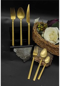 Resim Berlin Mat Gold 72 Prç Çatal Kaşık Bıçak Seti Gold 