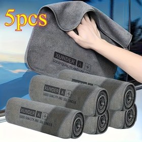 Resim 5/2 Adet Lüks Mikrofiber Araç Yıkama Havlusu, Çift Katmanlı Kalın ve Yüksek Emici Pileli Araba Gövdesi Kurutma Bezi 