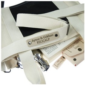 Resim Miaju Krem Renk, Kişiye Özel, Crossbody Çanta Askısı, Ayar Tokalı Pamuklu, 140 Cm Uzun Çanta Kayışı Krem 
