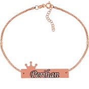 Resim Silver Rose Personalized Crown Name Bracelet for Women 